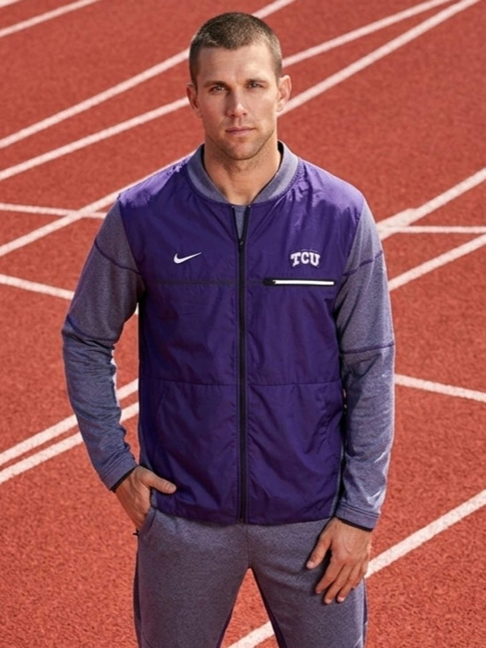 TCU Horned Frogs Nike Shield Full-Zip Sideline Purple Jacket - Size Large EUC